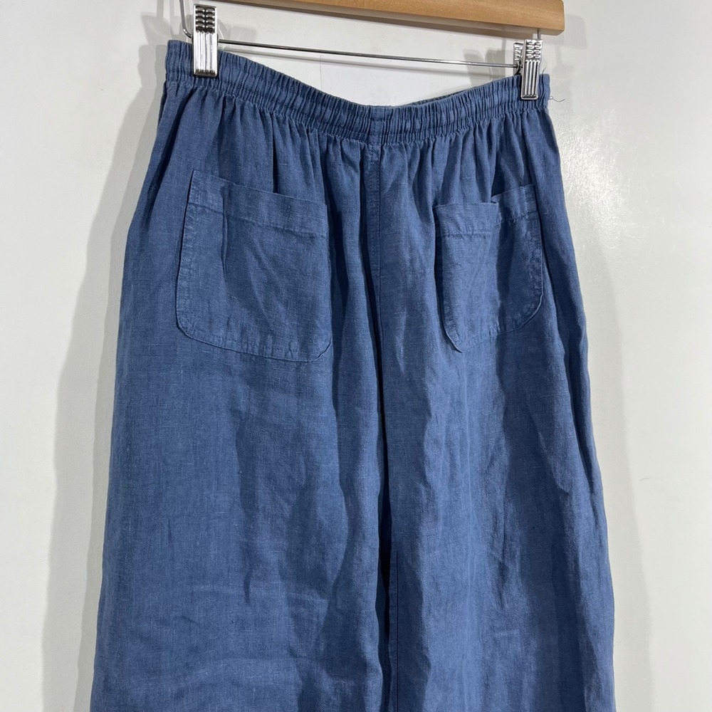 Cut Loose 90s Minimalist 100% Linen Maxi Skirt Coastal Drawstring Pockets Medium - Picture 4 of 9